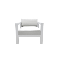 CIEUX Corsica Outdoor Patio Aluminum Metal Club Chair In With Sunbrella Cushions (Canvas Natural) In White
