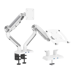 SHOPPINGALL Refurbished (Excellent) - Heavy Duty 2 In 1 Dual Monitor & Laptop Mount for 13 to 35 Inch Vesa Compatible Screens, Each Arm Supports Up