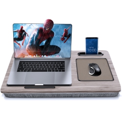 SHOPPINGALL Refurbished (Excellent) - Lap Desk - for 17 Inch Laptops Or Smaller - Integrated Mouse Pad, Tablet & Smartphone Holder - Sa-Br182 (Gray)