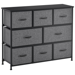 HOMCOM Dresser for Bedroom \w 8 Drawers, 3-Tier Fabric Chest Of Drawers, Tall Dresser Storage Tower \w Steel Frame And Wooden Top for Closets