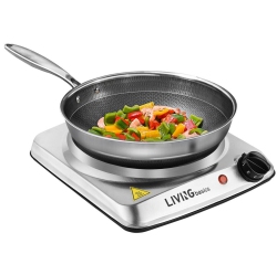 LIVINGBASICS 1000W Electric Hot Plate, 5 Level Temperature Countertop Infrared Single Burner Fit for All Type Of Cookware And Safe