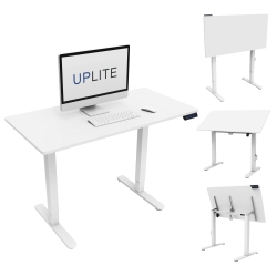 UPLITE Mobile Electric 48X24 Inch Height Adjustable Standing Desk \w Tilting Board, \w Dry Erase Top Whiteboard And Rolling Casters, Drafting