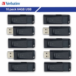 VERBATIM Store N Go 64GB USB 2.0 Type-A Flash Drive - 10 Pack (70895)