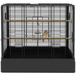 PAWHUT 22" Bird Cage for Budgie, Finches, Canaries, Love Birds, Large Parrot Cage With Wooden Stands, Slide-Out Tray, Handle, Food Containers