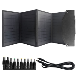 ALPHA DIGITAL 40W 18V Folding Portable Solar Panel- 3 Outputs Type-C/USB Qc3.0/dc, Multi-USB, Durable + Waterproof -Black