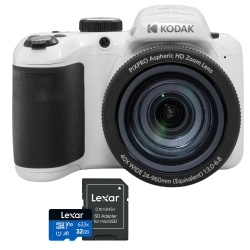 KODAK Pixpro Az405 Astro Zoom 20Mp Digital Camera (White) \w 40X Optical Zoom 24MM Wide Angle 1080P Full HD Video Plus A Free Lexar 32GB Memory Card