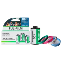 FUJIFILM 400 Colour Negative 35MM 36 Exposures Film (3 Rolls) Plus A Bonus Silicone Wristband