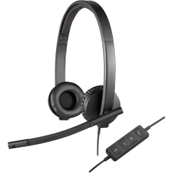 LOGITECH Refurbished (Excellent)- H570E Wired Headset, Stereo Headphones \w Noise-Cancelling Microphone, USB, In-Line Controls \w Mute Button