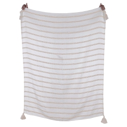 CORRIVEAU F. International - Natural Striped Throw, Indoor/outdoor, 50" X 60