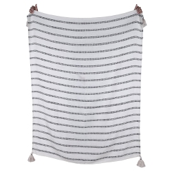 CORRIVEAU F. International - Natural Striped Throw, Indoor/outdoor, 50" X 60