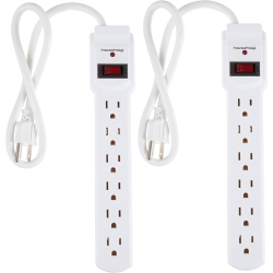 VECELOLIBILIS 6-Outlet Surge Protector Power Strip 2-Pack, 2-Foot Long Cord, 200 Joule In White