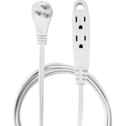 VECELOLIBILIS Electric 10Ft Medium Duty 3-Outlet Indoor Extension Cord, Grounded, Right Angle Plug In White