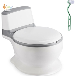 LIVINGBASICS Toddler Potty Training Toilet Lifelike Flushing Sound for Ages 18 Months With Rear Paper Storage Space