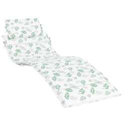 VIDAXL Sun Lounger Cushion Leaf Pattern Oxford Fabric