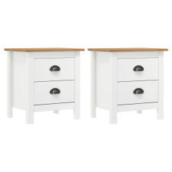 VIDAXL Bedside Cabinet Hill 2 PCs 46X35X49.5 Cm Solid Pine Wood In White