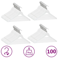 VIDAXL 100 PCs Clothes Hanger Set Non-Slip Hardwood In White