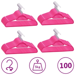 VIDAXL 100 PCs Clothes Hanger Set Anti-Slip Velvet In Pink