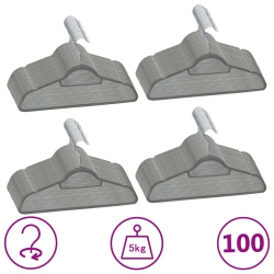 VIDAXL 100 PCs Clothes Hanger Set Anti-Slip Velvet In Grey
