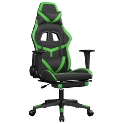 VIDAXL Gaming Chair With Footrest Black And Faux Leather In Green