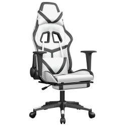 VIDAXL Gaming Chair With Footrest And Black Faux Leather In White
