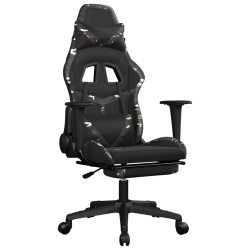 VIDAXL Gaming Chair With Footrest And Camouflage Faux Leather In Black