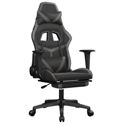 VIDAXL Gaming Chair With Footrest And Grey Faux Leather In Black