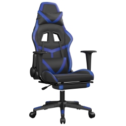 VIDAXL Gaming Chair With Footrest Faux Leather In Black/blue