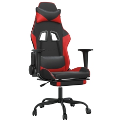 VIDAXL Gaming Chair With Footrest Black And Faux Leather In Red