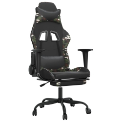 VIDAXL Gaming Chair With Footrest And Camouflage Faux Leather In Black