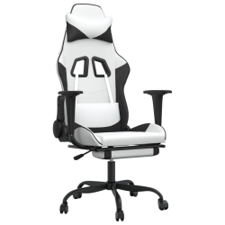 VIDAXL Gaming Chair With Footrest And Black Faux Leather In White