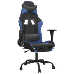 VIDAXL Gaming Chair With Footrest Faux Leather In Black/blue