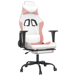 VIDAXL Gaming Chair With Footrest And Pink Faux Leather In White