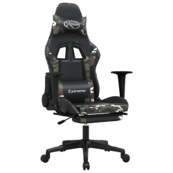 VIDAXL Gaming Chair With Footrest And Camouflage Faux Leather In Black