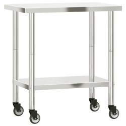 VIDAXL Kitchen Work Table With Wheels 82.5X55X85 Cm Stainless Steel