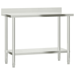 VIDAXL Kitchen Work Table With Backsplash 110X55X93 Cm Stainless Steel