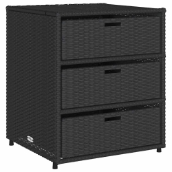 VIDAXL Garden Storage Cabinet 55X59X69 Cm Poly Rattan In Black