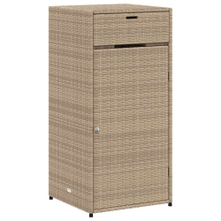 VIDAXL Garden Storage Cabinet 55X55X111 Cm Poly Rattan In Beige