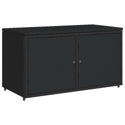 VIDAXL Garden Storage Cabinet 110X55X60.5 Cm Poly Rattan In Black