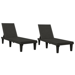 VIDAXL Sun Loungers 2 PCs 155X58X83 Cm Polypropylene In Black