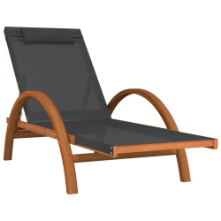 VIDAXL Sun Lounger With Pillow Textilene And Solid Wood Poplar In Grey