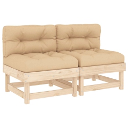 VIDAXL Middle Sofas With Cushions 2 PCs Solid Wood Pine