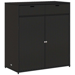 VIDAXL Garden Storage Cabinet 105X55X113 Cm Poly Rattan In Black