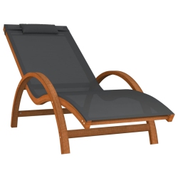VIDAXL Sun Lounger With Pillow Textilene And Solid Wood Poplar In Grey