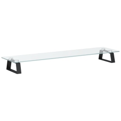 VIDAXL Monitor Stand 80X20X8 Cm Tempered Glass And Metal In Black