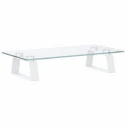 VIDAXL Monitor Stand 40X20X8 Cm Tempered Glass And Metal In White