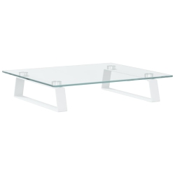 VIDAXL Monitor Stand 40X35X8 Cm Tempered Glass And Metal In White