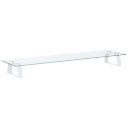 VIDAXL Monitor Stand 80X20X8 Cm Tempered Glass And Metal In White