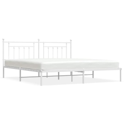 VIDAXL 12" King Size Metal Bed Frame With Headboard No Mattress In White
