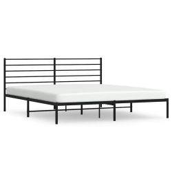 VIDAXL California King Metal Bed Frame With Headboard & Slats, No Mattress, Easy Assembly In Black