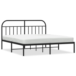 VIDAXL 12" California King Metal Bed Frame With Headboard No Mattress In Black